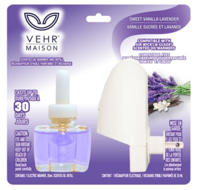 A00895 : Vehr A00895 : Produits ménagers - Purificateurs d'air - Plug Inn Vanille & Lavande (mauve) VEHR,PLUG INN vanille & lavande (mauve),12/cs