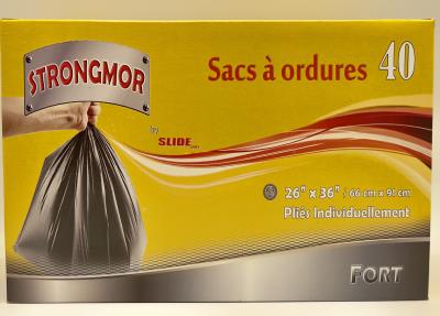 A185-OU : Strong. A185-OU : Produits ménagers - Sacs à ordures - Sacs Ext. (26 X 36) STRONG.,sacs EXT. (26 X 36), 12 X 40 UN / BOITE 