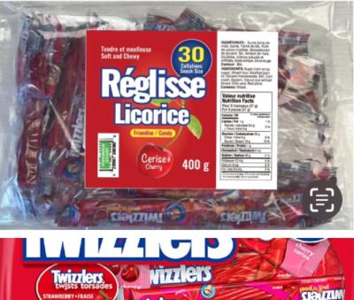 CG156-1 : Reglisses CG156-1 : Confiseries - Bonbons - Cerises (env.ind.) (30ct) REGLISSES,cerises (env.ind.) (30CT),18 x 400G