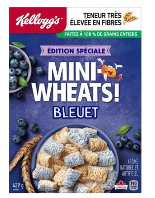 CG2531 : Kellogg's CG2531 : Déjeuner et collations - Céréales - Mini Wheats Bleuet KELLOGG'S, MINI WHEATS BLEUET, 18 x 439g