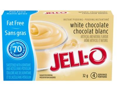 CG4311 : Jell'o CG4311 : Ingrédients de cuisine - Mélanges à pâte - Pouding Inst. Choco. Blanc Sans Gras JELL'O, POUDING INST. CHOCO. BLANC sans gras , 24 x 32g