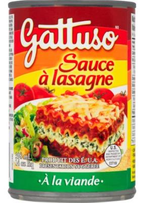 CH0070 : Gattuso CH0070 : Ingrédients de cuisine - Beurre et margarine - Sauce Lasagne GATTUSO, SAUCE lasagne, 12 x 398 ML