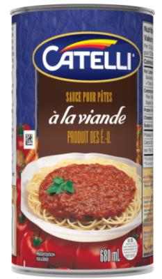 CH201 : Catelli CH201 : Condiments - Sauces - Sauce Pour Pates Viande CATELLI, SAUCE POUR PATES viande, 12 x 680 ML