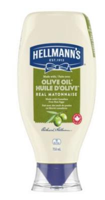 CH36 : Hellmann's CH36 : Condiments - Mayonnaise - Mayo Huile D'olive Big Sqz HELLMANN'S, MAYO huile d'olive big sqz,12 x 750 ML