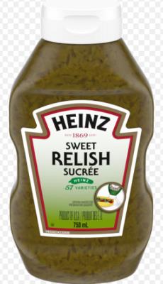 CH424 : Heinz CH424 : Condiments - Ketchup - Relish Sqz HEINZ,RELISH sqz  ,12 MEGA  x 750ML