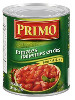 CL449 : Primo CL449 : Conserves et bocaux - Légumes - Tomates En DÉs PRIMO, TOMATES EN DÉS, 24 x 796 ML