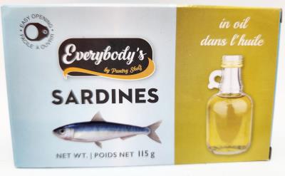 CP036 : Everybody's CP036 : Produits congelés - Viande - Sardines Dans L'huile EVERYBODY'S, SARDINES dans l'huile, 24 x 125g