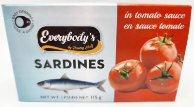 CP038-OU : Everybody's CP038-OU : Produits congelés - Viande - Sardines  Tomate EVERYBODY'S , SARDINES  tomate , 24 x 115G