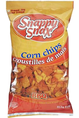 G7120 : Snappy snax G7120 : Confiseries - Croustilles  - Corn Chips  Bbq SNAPPY SNAX, corn chips  BBQ, 12 x 312g