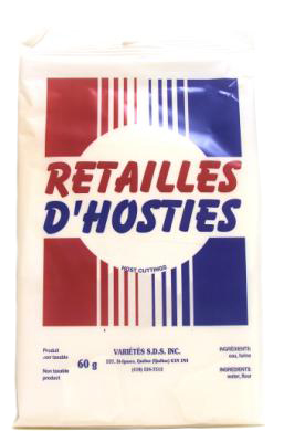 G805 : Sds G805 : Confiseries - Croustilles  - Retailles Hosties SDS , retailles HOSTIES , 25X60g