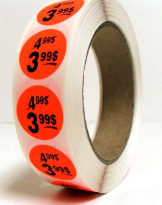 PR399 : Rouleaux de prix PR399 : Accessoires & fournitures - Autocollants à rabais - 3.99$ Fluo ROULEAUX DE PRIX, 3.99$ FLUO , 1000/rlx