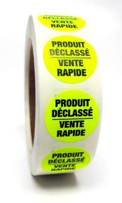 PRDEC : Rouleau produit dÉclassÉ PRDEC : Accessoires & fournitures - Autocollants à rabais - (vente Rapide) ROULEAU produit DÉCLASSÉ, (vente RAPIDE) , 1000 UN